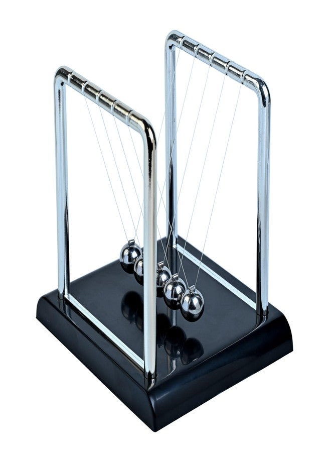 HindCraft Office Table Decor - Newton Cradle Pendulum | Swing Ball Motion Desk Toy - 5 Metal Collision Balls with Polished Base & Nylon Strings |Desk Accessories, Kids Room & Study Decor Item(3.74 Inch) - Image 1